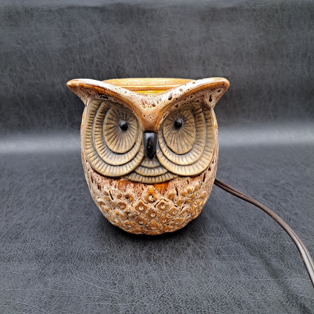 Rimports Ceramic Owl Electric Wax Warmer Brown Speckled SC-236 Rustic Decor